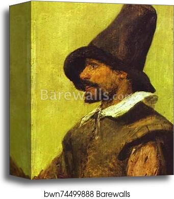 Portrait of a Man with a Pointed Hat by Adriaen Brouwer, Canvas Print