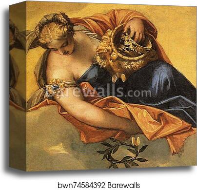 Juno Bestowing Her Gifts on Venice. Detail by Paolo Veronese, Canvas Print