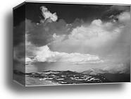 Mountain tops, low horizon, dramatic clouded sky, "In Rocky Mountain National Park," Colorado.  Photographs of National Parks and Monuments, compiled 1941 - 1942, documenting the period ca. 1933 - 1942 by Ansel Adams (1902-1984), Canvas Print