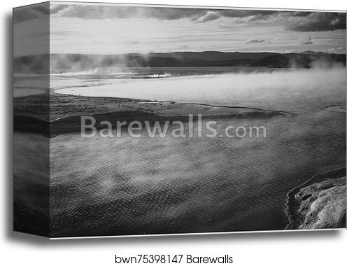 Steaming pool in foreground, high horizon, "Fountain Geyser Pool, Yellowstone National Park," Wyoming.  Photographs of National Parks and Monuments, compiled 1941 - 1942, documenting the period ca. 1933 - 1942 by Ansel Adams (1902-1984), Canvas Print Steaming pool in foreground, high horizon, "Fountain Geyser Pool, Yellowstone National Park," Wyoming.  Photographs of National Parks and Monuments, compiled 1941 - 1942, documenting the period ca. 1933 - 1942 by Ansel Adams (1902-1984), Canvas Print