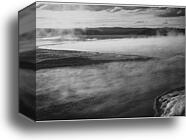 Steaming pool in foreground, high horizon, "Fountain Geyser Pool, Yellowstone National Park," Wyoming.  Photographs of National Parks and Monuments, compiled 1941 - 1942, documenting the period ca. 1933 - 1942 by Ansel Adams (1902-1984), Canvas Print