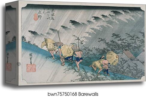  Shono from the Fifty-three Stations on Tokaido Highway, Hoeido version by Utagawa Hiroshige, Canvas Print