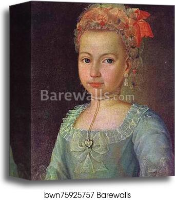 Portrait of Anna Lermontova at the Age of 5 by Grigory Ostrovsky, Canvas Print
