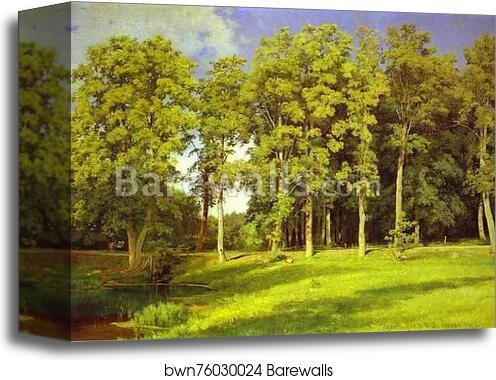 Grove by the Pond. Preobrazhenskoye by Ivan Shishkin, Canvas Print