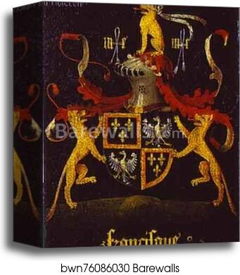 Francesco d'Este's Coat of Arms, the reverse side of the Portrait of Francesco d'Este by Rogier Van Der Weyden, Canvas Print
