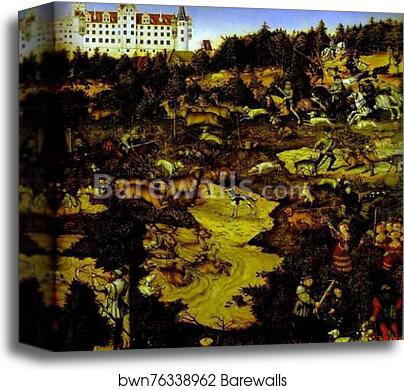 A Hunt in Honor of Charles V at Torgau Castle . Detail by Lucas Cranach The Younger, Canvas Print A Hunt in Honor of Charles V at Torgau Castle . Detail by Lucas Cranach The Younger, Canvas Print