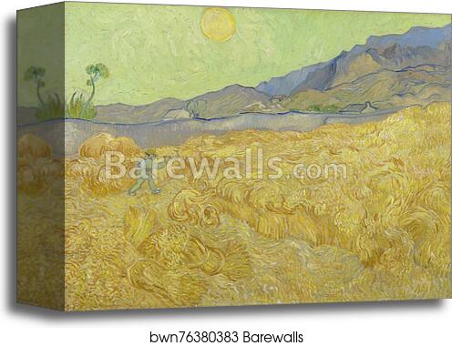 Wheatfield with a reaper by Vincent Van Gogh, Canvas Print