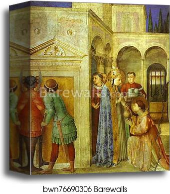 St. Lawrence Receiving the Treasures of the Church from St. Sixtus by Fra Angelico, Canvas Print