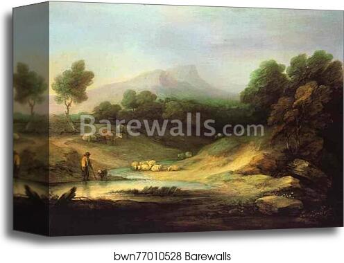 Mountain Landscape with Shepherd by Thomas Gainsborough, Canvas Print