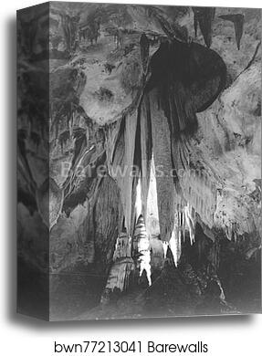 79-AAW-19 Onyx drapes in the Papoose Room. Carlsbad Caverns 1942 by Ansel Adams (1902-1984), Canvas Print