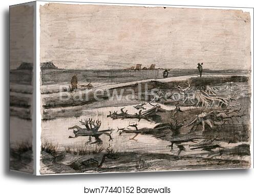Landscape with Bog Trunks (Travaux aux Champs) by Vincent Van Gogh, Canvas Print
