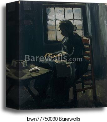 Woman sewing by Vincent Van Gogh, Canvas Print