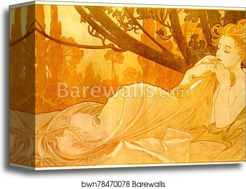 Dusk by Alphonse Mucha, Canvas Print