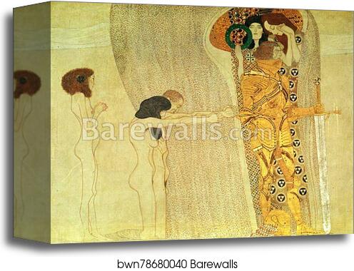 The Beethoven Frieze: The Longing for Happiness (left wall) by Gustav Klimt, Canvas Print