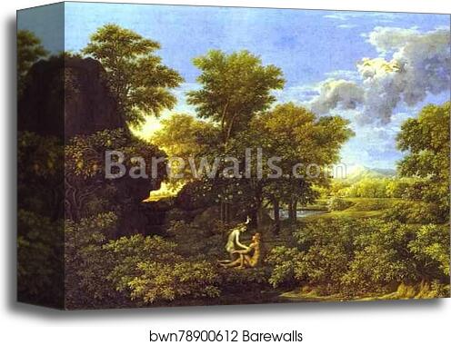 The Spring. Adam and Eve in Paradise by Nicolas Poussin, Canvas Print The Spring. Adam and Eve in Paradise by Nicolas Poussin, Canvas Print