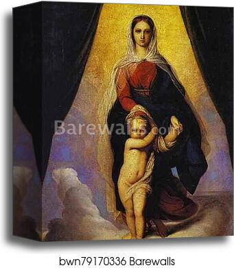 Madonna with Child by Feodor Bruni, Canvas Print