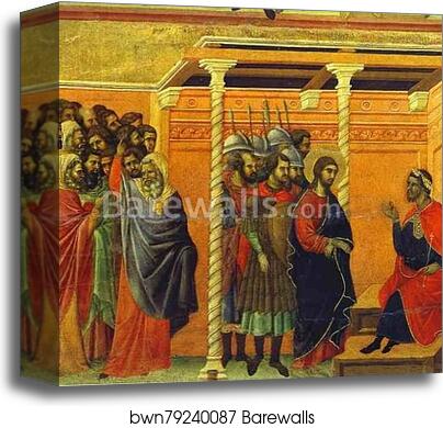 Maestà (back, central panel) Jesus Before Pontius Pilate by Duccio Di Buoninsegna, Canvas Print Maestà (back, central panel) Jesus Before Pontius Pilate by Duccio Di Buoninsegna, Canvas Print