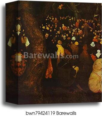 The Sermon of St. John the Baptist. Detail by Pieter Bruegel The Elder, Canvas Print