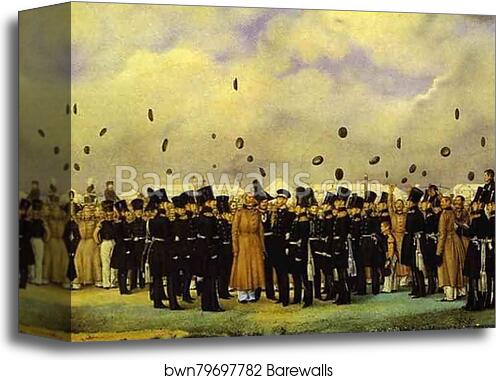 Grand Duke Mikhail Pavlovich Visiting the Camp of the Finland Regiment of Imperial Guards on July 8, 1837 by Pavel Fedotov, Canvas Print