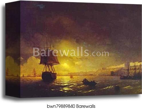 View of Odessa by Moonlight by Ivan Aivazovsky, Canvas Print View of Odessa by Moonlight by Ivan Aivazovsky, Canvas Print