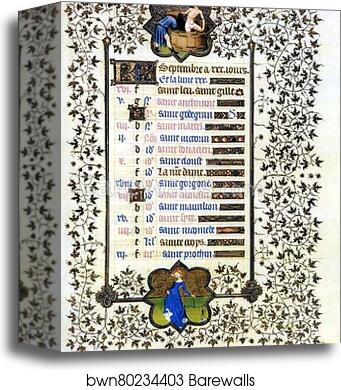 The Belles Heures of Jean de France, Duke de Berry. September by Limbourg Brothers, Canvas Print The Belles Heures of Jean de France, Duke de Berry. September by Limbourg Brothers, Canvas Print