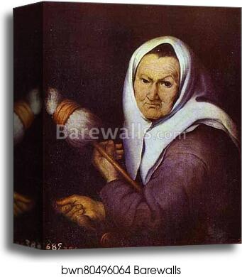 Old Woman with a Distaff by Bartolomé Esteban Murillo, Canvas Print