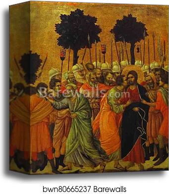 Maestà (back, central panel, detail of) The Seizing of Jesus by Duccio Di Buoninsegna, Canvas Print Maestà (back, central panel, detail of) The Seizing of Jesus by Duccio Di Buoninsegna, Canvas Print