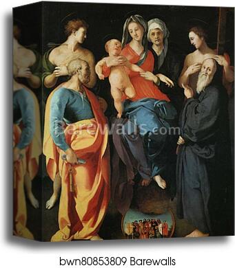 Madonna and Child with St. Anne and the Saints Sebastian, Peter, Benedict and Philip by Jacopo Carrucci, Known As Pontormo, Canvas Print