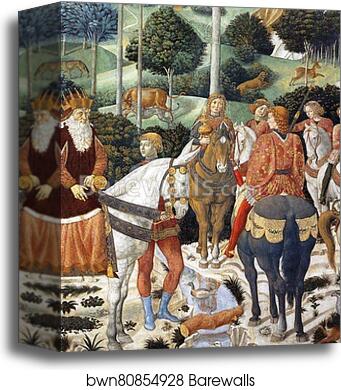 Procession of the Magus Caspar. Detail by Benozzo Gozzoli, Canvas Print