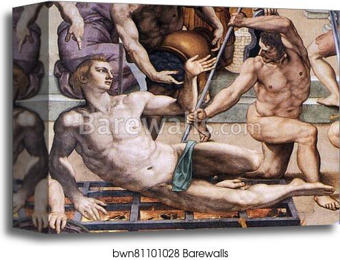 Martyrdom of St. Lawrence. Detail by Agnolo Bronzino, Canvas Print