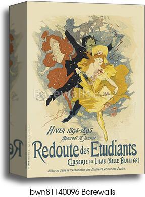 La "Redoute des Étudiants". Closerie des lilas (Salle Bullier) by Jules Chéret, Canvas Print