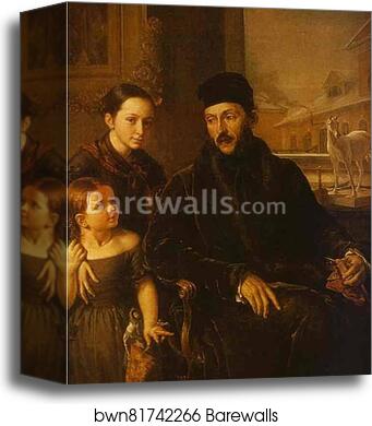 Portrait of D. P. Voyeikov with His Daughter and the Governess Miss Sorock by Vasily Tropinin, Canvas Print Portrait of D. P. Voyeikov with His Daughter and the Governess Miss Sorock by Vasily Tropinin, Canvas Print