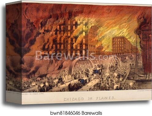 Chicago in Flames by Currier & Ives, Canvas Print
