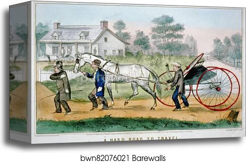 A hard road to travel. Lithograph, hand-colored by Currier & Ives, Canvas Print A hard road to travel. Lithograph, hand-colored by Currier & Ives, Canvas Print