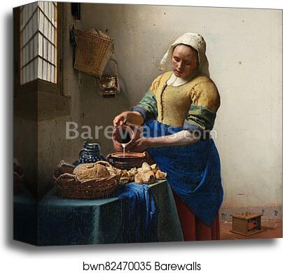 The Milkmaid by Johannes Vermeer, Canvas Print