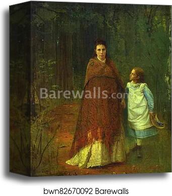 In the Park. Portrait of the Artist's Wife and Daughter by Ivan Kramskoy, Canvas Print In the Park. Portrait of the Artist's Wife and Daughter by Ivan Kramskoy, Canvas Print