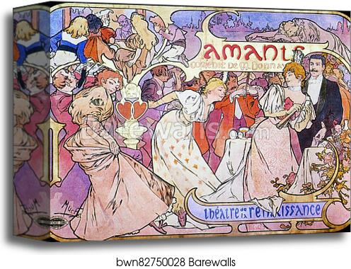 Amants by Alphonse Mucha, Canvas Print