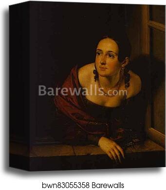 Woman in the Window (Wife of a Treasurer) by Vasily Tropinin, Canvas Print Woman in the Window (Wife of a Treasurer) by Vasily Tropinin, Canvas Print