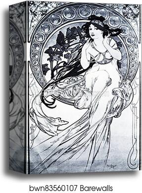Music by Alphonse Mucha, Canvas Print