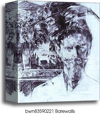 Portrait of Doctor Fiodor Usoltsev with an Icon in the Background by Mikhail Vrubel, Canvas Print