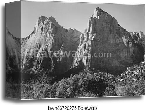 Court of the Patriarchs, Zion National Park, Utah.  Photographs of National Parks and Monuments, compiled 1941 - 1942, documenting the period ca. 1933 - 1942 by Ansel Adams (1902-1984), Canvas Print
