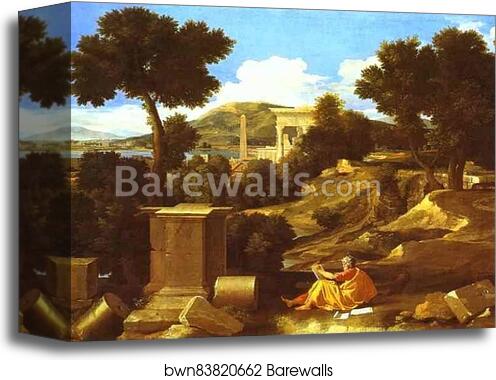 Landscape with St. James in Patmos by Nicolas Poussin, Canvas Print