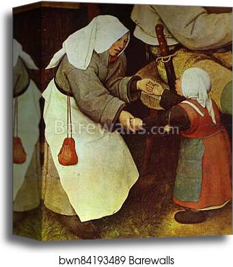 The Peasant Dance. Detail by Pieter Bruegel The Elder, Canvas Print