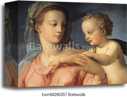 The Madonna and Child with the Infant St.John the Baptist. Detail by Agnolo Bronzino, Canvas Print