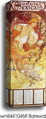 Chocolat Masson/Chocolat Mexican Avril, Mai, Juin 1897 by Alphonse Mucha, Canvas Print Chocolat Masson/Chocolat Mexican Avril, Mai, Juin 1897 by Alphonse Mucha, Canvas Print