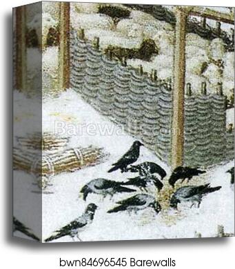 Les tr�s riches heures du Duc de Berry. February. Detail by Limbourg Brothers, Canvas Print