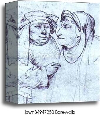 Two Caricatured Heads by Hieronymus Bosch, Canvas Print
