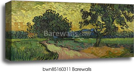 Landscape at twilight by Vincent Van Gogh, Canvas Print
