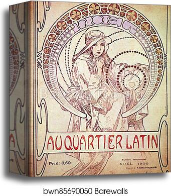 Au Quartier Latin Numéro Exceptionnel Noël  by Alphonse Mucha, Canvas Print Au Quartier Latin Numéro Exceptionnel Noël  by Alphonse Mucha, Canvas Print