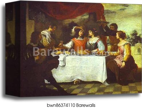 The Prodigal Son Feasting with Courtesans by Bartolomé Esteban Murillo, Canvas Print